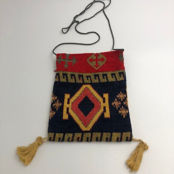 Vintage Ercan May Handwoven Kilim Tapestry Crossbody Bag – Tribal Boho Textile - Picture 1 of 8